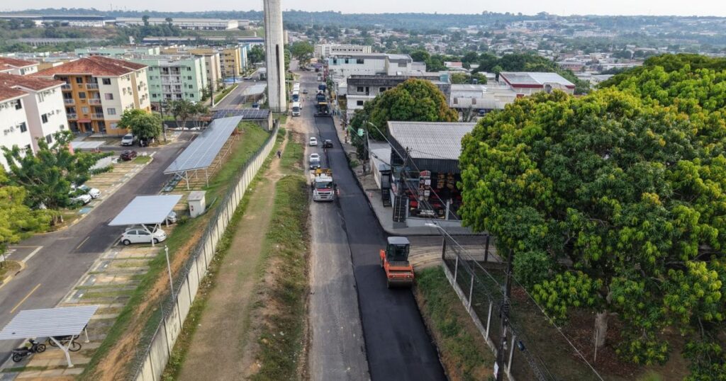 Recapeamento começa em trecho de 320 metros no Parque Rio Solimões, em Manaus