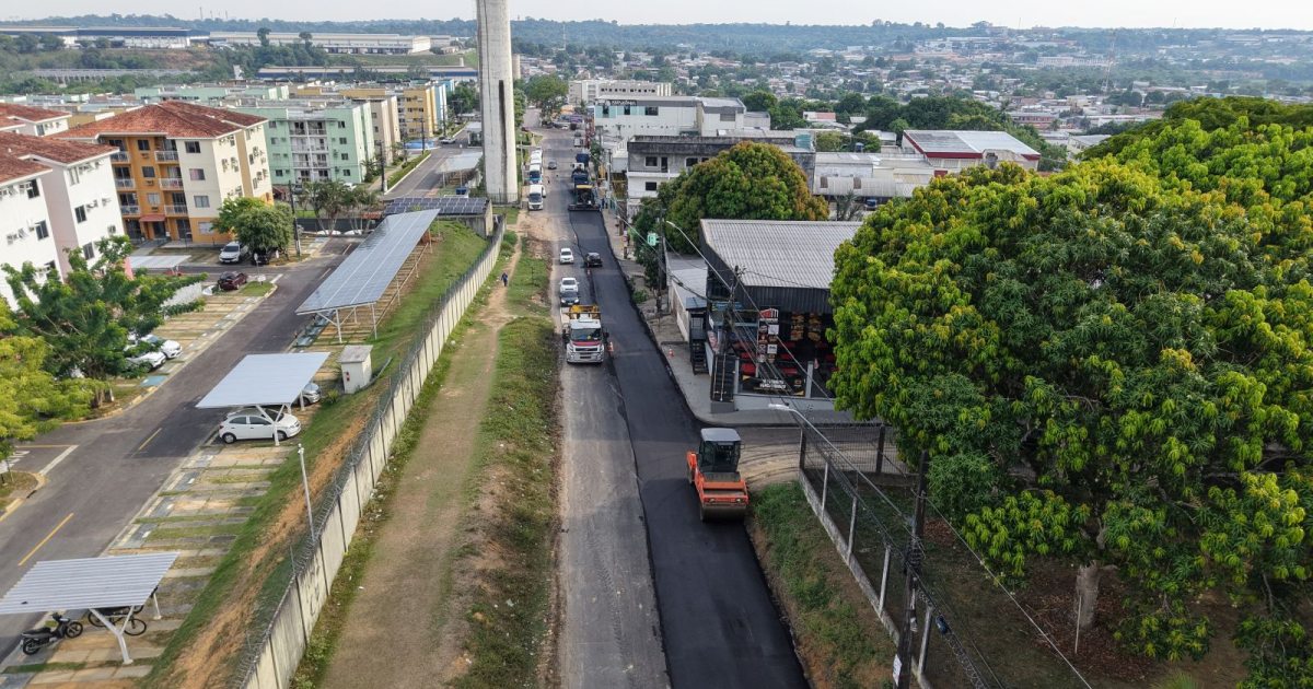 Recapeamento começa em trecho de 320 metros no Parque Rio Solimões, em Manaus
